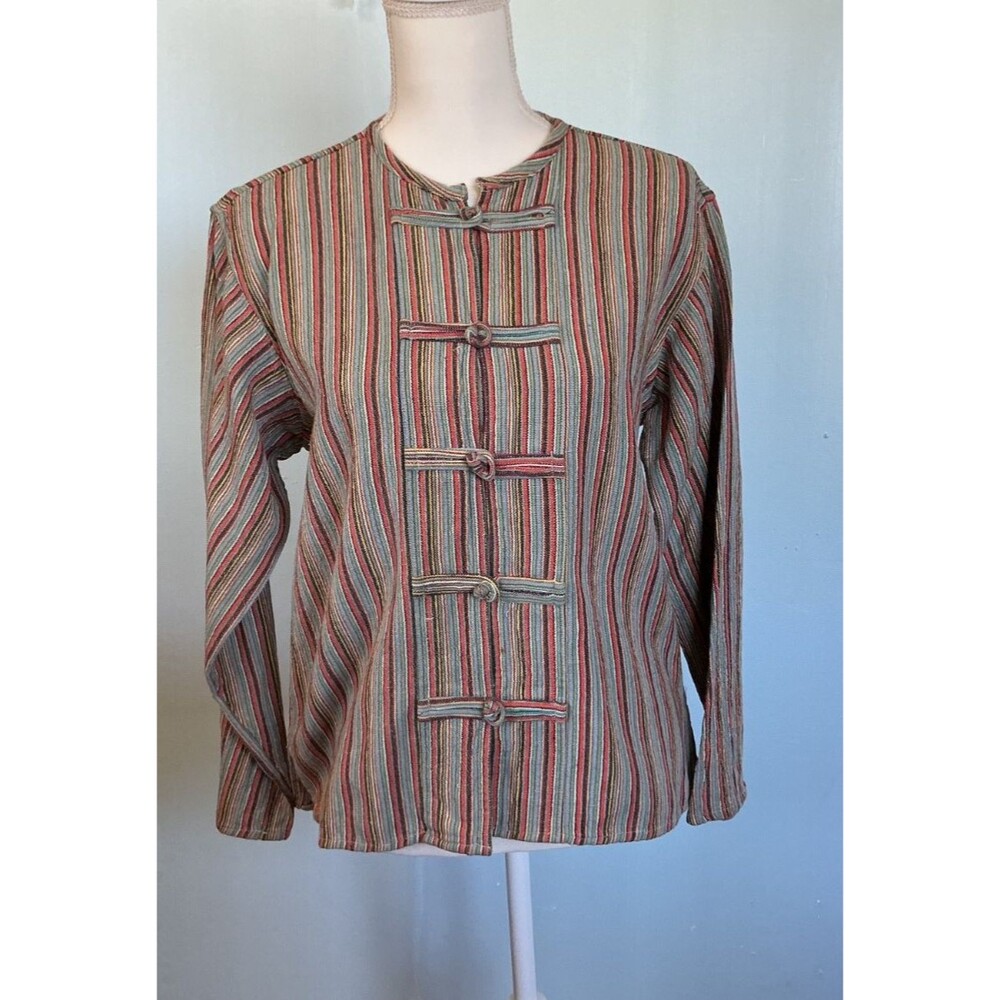 Kathmandu vintage BoHo  stripe cotton jacket women size M made in Nepal